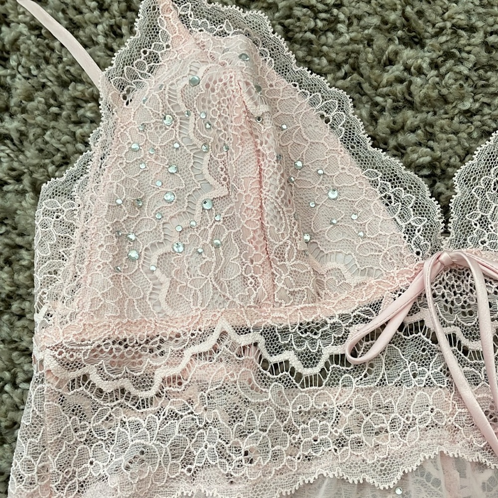 Victoria’s Secret Baby Pink Chiffon Jeweled Cami Set - Picture 6 of 12